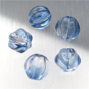 blue crystal glass melon beads, approx 10mm dia