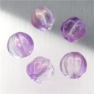 purple crystal glass melon beads, approx 10mm dia