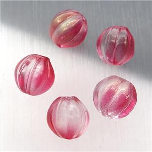 red crystal glass melon beads, approx 10mm dia