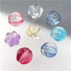crystal glass melon beads, mixed color, approx 8mm dia