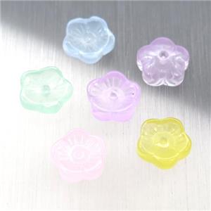jadeite glass flower capbeads, mixed color, approx 8mm