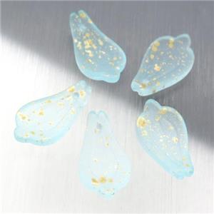 matte jadeite glass petal beads, blue, approx 10-19mm