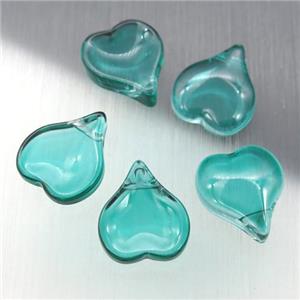 green jadeite glass teardrop beads, approx 13-14mm