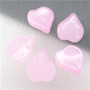 pink jadeite glass teardrop beads, approx 13-14mm