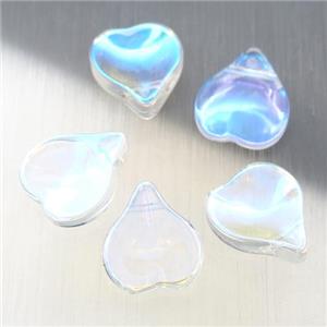 clear jadeite glass teardrop beads, AB-color electroplated, approx 13-14mm