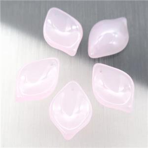 pink jadeite glass leaf beads, approx 13-18mm