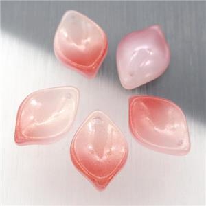 red jadeite glass leaf beads, approx 13-18mm