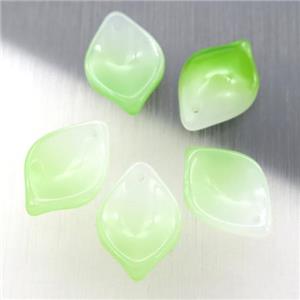 green jadeite glass leaf beads, approx 13-18mm