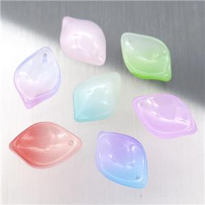 jadeite glass leaf beads, mixed color, approx 13-18mm