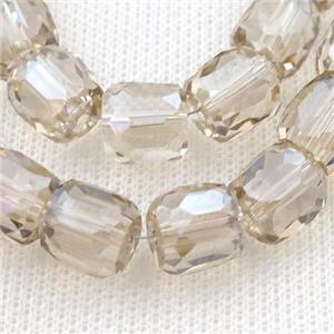 champagne Crystal Glass barrel beads, faceted, approx 10mm, 50pcs per st