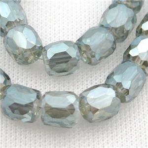 green Crystal Glass Beads, faceted barrel, approx 10mm, 50pcs per st