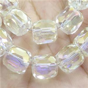 Crystal Glass Beads, faceted barrel, approx 10mm, 50pcs per st