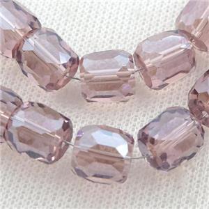 purple Crystal Glass Beads, faceted barrel, approx 10mm, 50pcs per st