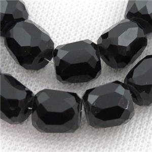 jet Jadeite Glass Beads, faceted barrel, approx 10mm, 50pcs per st