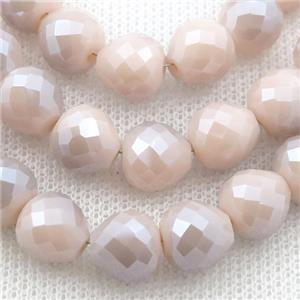 peach Jadeite Glass Beads, faceted teardrop, approx 10mm, 50pcs per st