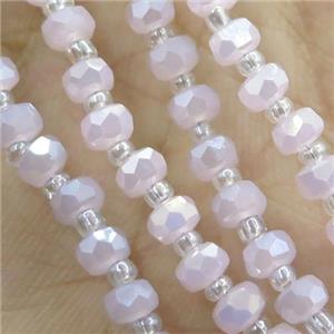 pink Jadeite Glass Beads, faceted rondelle, approx 4mm, 62cm length