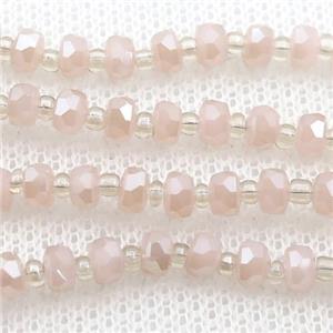 peach Jadeite Glass Beads, faceted rondelle, approx 4mm, 62cm length