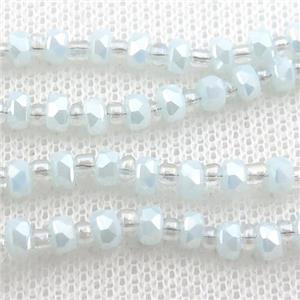 Jadeite Glass Beads, faceted rondelle, approx 4mm, 62cm length