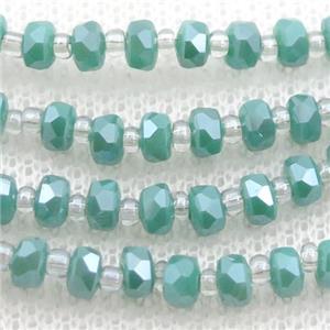 green Jadeite Glass Beads, faceted rondelle, approx 4mm, 62cm length
