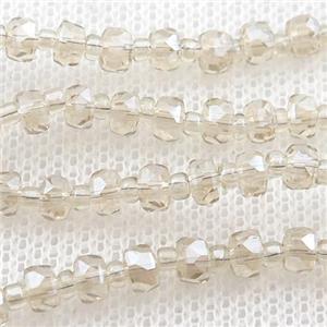 champagne Crystal Glass Beads, faceted rondelle, approx 4mm, 62cm length