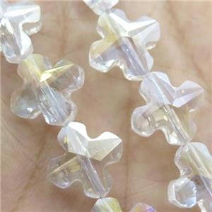 clear Crystal Glass cross Beads, approx 14mm, 50pcs per st