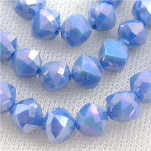 blue Jadeite Glass Beads, freeform, approx 9mm, 60pcs per st