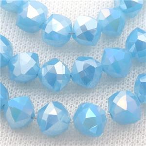 blue Jadeite Glass Beads, freeform, approx 9mm, 60pcs per st