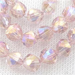 pink Crystal Glass Beads, freeform, approx 9mm, 60pcs per st