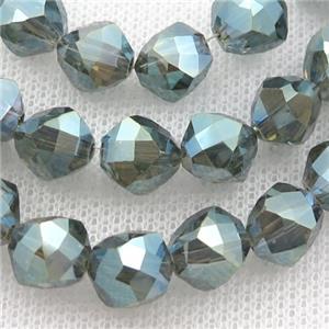 green Crystal Glass Beads, freeform, approx 9mm, 60pcs per st