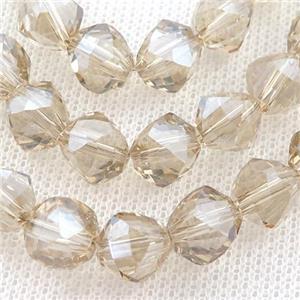champagne Crystal Glass Beads, freeform, approx 9mm, 60pcs per st