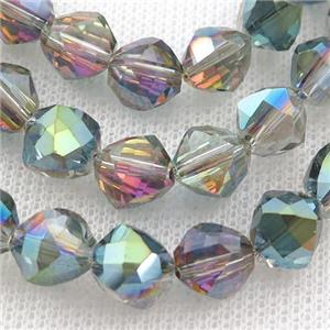 rainbow Crystal Glass Beads, freeform, approx 9mm, 60pcs per st