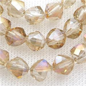 gold champagne Crystal Glass Beads, freeform, approx 9mm, 60pcs per st