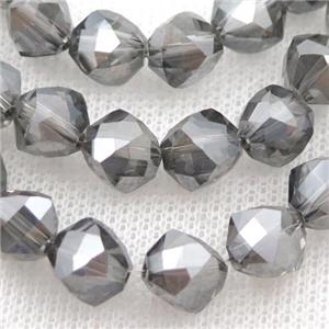 gray Crystal Glass Beads, freeform, approx 9mm, 60pcs per st