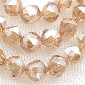 gold champagne Crystal Glass Beads, freeform, approx 9mm, 60pcs per st