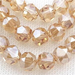 gold champagne Crystal Glass Beads, faceted round, approx 10mm, 60pcs per st