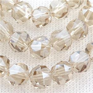 champagne Crystal Glass Beads, faceted round, approx 10mm, 60pcs per st