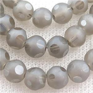 round matte Crystal Glass Beads, gray, approx 8mm, 72pcs per st