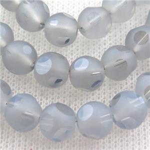 gray round Crystal Glass Beads, matte, approx 8mm, 72pcs per st