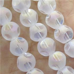 white round Crystal Glass Beads, matte, approx 8mm, 72pcs per st