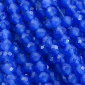 skyblue Cat eye stone Beads, faceted round, approx 3mm
