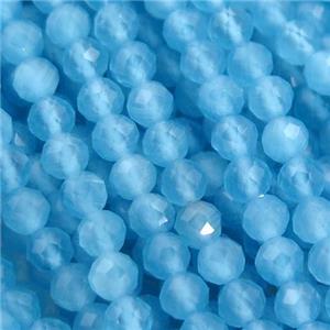 blue Cat eye stone Beads, faceted round, approx 3mm