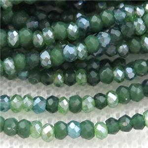green Jadeite Glass beads, faceted rondelle, approx 2.5mm