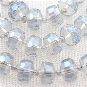 bluegray Crystal Glass beads, faceted rondelle, approx 7-10mm, 80pcs per st