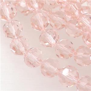 pink Crystal Glass Beads, faceted round, approx 10mm, 72pcs per st