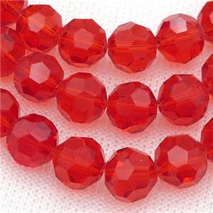 red Chinese Crystal Glass Beads, faceted round, approx 10mm, 72pcs per st