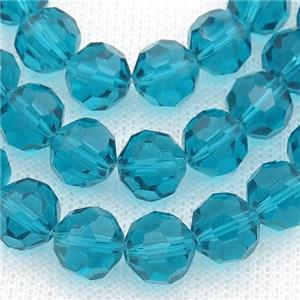 peacockblue Crystal Glass Beads, faceted round, approx 10mm, 72pcs per st