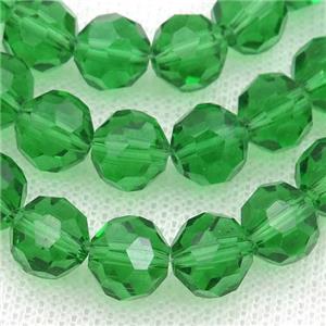 green Crystal Glass Beads, faceted round, approx 10mm, 72pcs per st