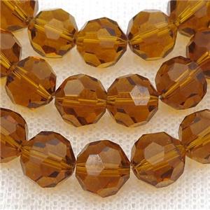 ambercoffee Crystal Glass Beads, faceted round, approx 10mm, 72pcs per st