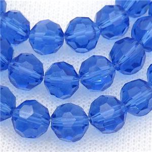 blue Crystal Glass Beads, faceted round, approx 10mm, 72pcs per st
