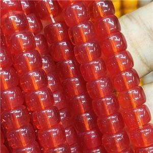 red Jadeite Glass beads, barrel, approx 8mm